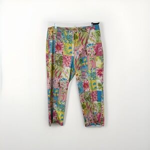 Eric Spencer Patchwork Pants Womens XL Multi Tropical Floral Flamingo Preppy